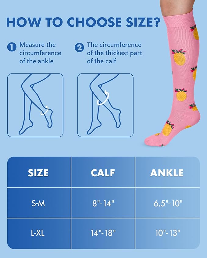 2Packs Compression Socks for Women - 15-20 mmHg Graduated Circulation Support for Nurses, Athletes and Travel