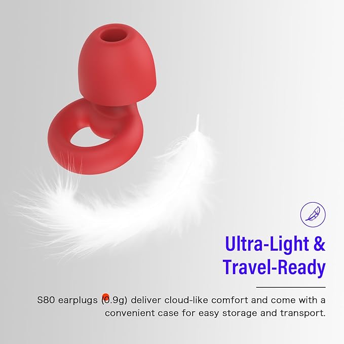 Ear Plugs for Sleeping Noise Cancelling, Reusable 35-46dB Noise Reduction Earplugs with 7 Silicone Ear Tips & Carry Case, Comfortable Hearing Protection for Sleep, Work, Study, Travel & Concerts Red