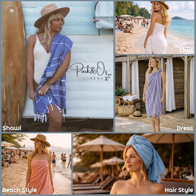 PARK&OZ Turkish Beach Towel – Oversized 100% Cotton, Quick-Dry, Absorbent, Sand-Free Blanket 72x40 – XL, Lightweight Pool Towel for Adults, Women, Men – Sand Resistant & Perfect Travel (The Pink)