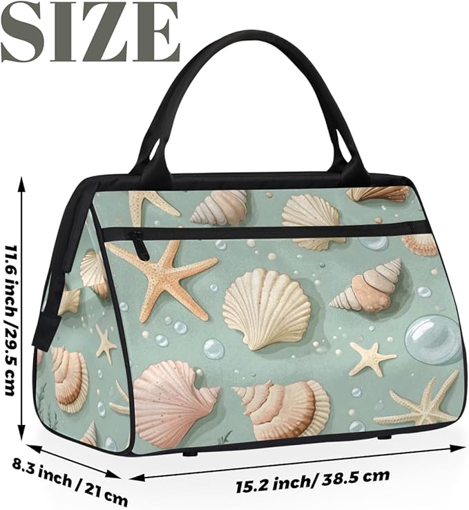 Shell Nautical Overnight Weekender Bag for Women Men Travel Duffel Bags Waterproof Luggage Carry on Sports Yoga Gym Bag