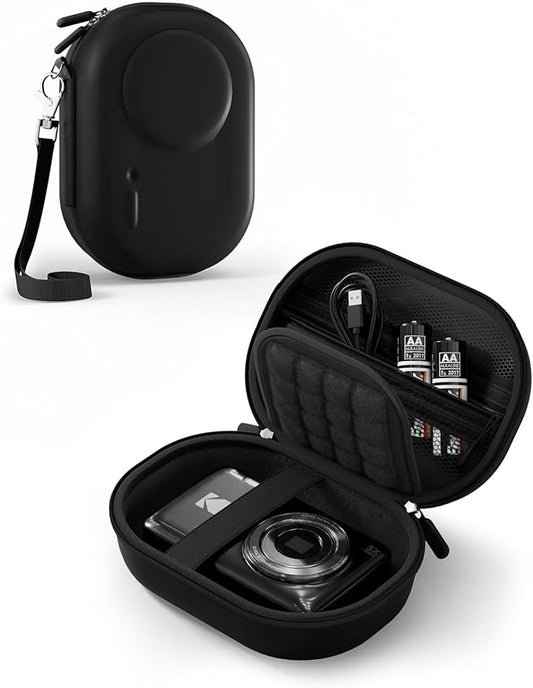 ProCase Camera Case for Kodak PIXPRO FZ55/FZ45/C1 Zoom, Compact Hard Shell with Snug Fit Protection, Small Digital Camera Travel Case with Mesh Pocket, Cute Portable Bag for Kids - Black