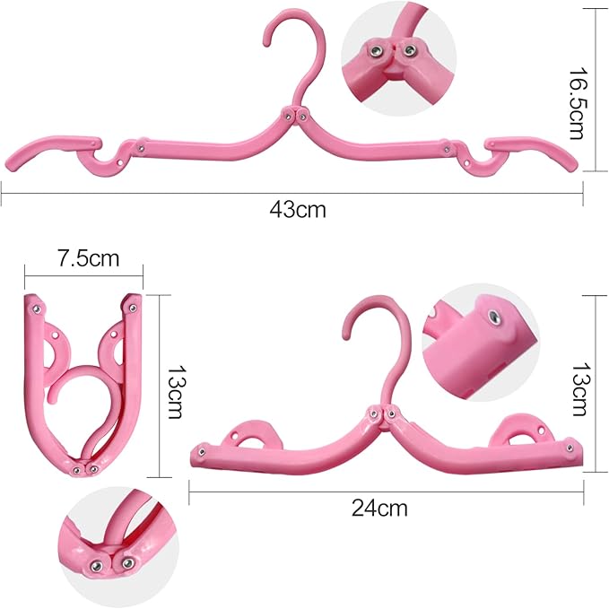 12 Pcs Travel Hangers,Portable Folding Clothes Hangers ，Clothes Drying Rack for Home and Travel （3 Color）
