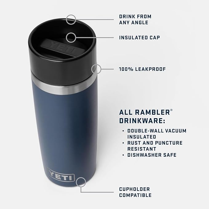 YETI Rambler 16 oz Travel Bottle, Stainless Steel, Vacuum Insulated with Leakproof Commuter Cap, Cherry Blossom