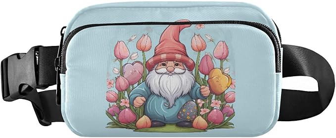 Easter Gnome Eggs Flowers Fanny Pack for Women Men Water Resistant Fashion Waist Packs with Adjustable Strap Belt Bag for Travel Workout Jogging Hiking 21218053