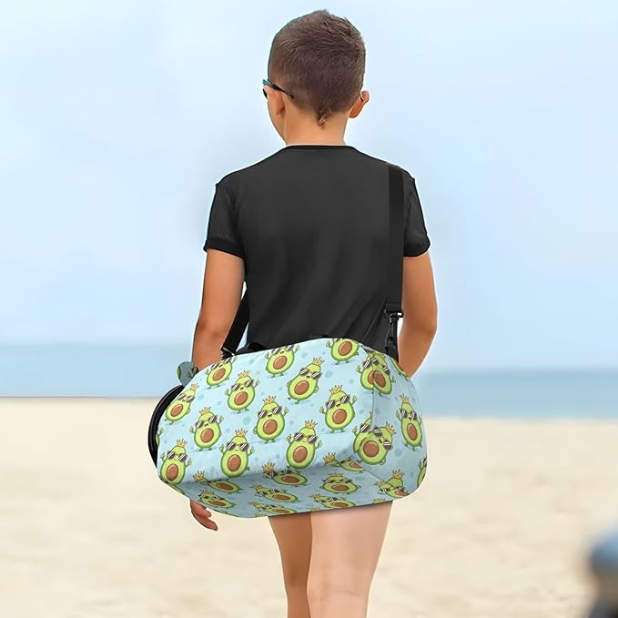 Cartoon Avocado Sunglasses Blue Pattern Kids Sports Duffle Bag for Boys Girls Toddler Weekender Overnight Bag with Shoe Compartment & Wet Pocket Kids Travel Bag for Travel Gym Sport Dance