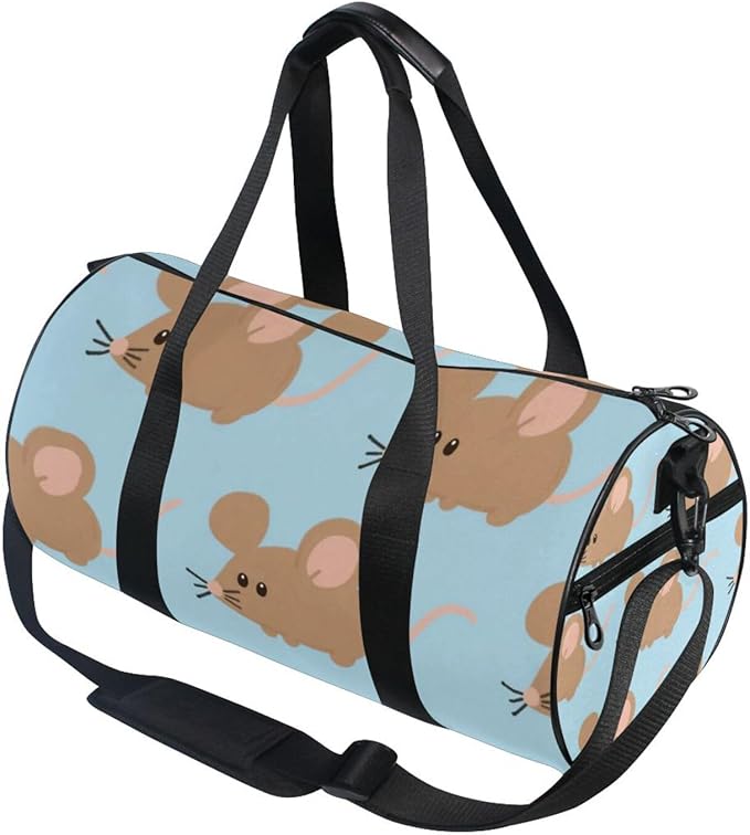 Blue Cartoon Mouse Waterproof Large Bag Gym Shoulder Weekender Overnight Bag