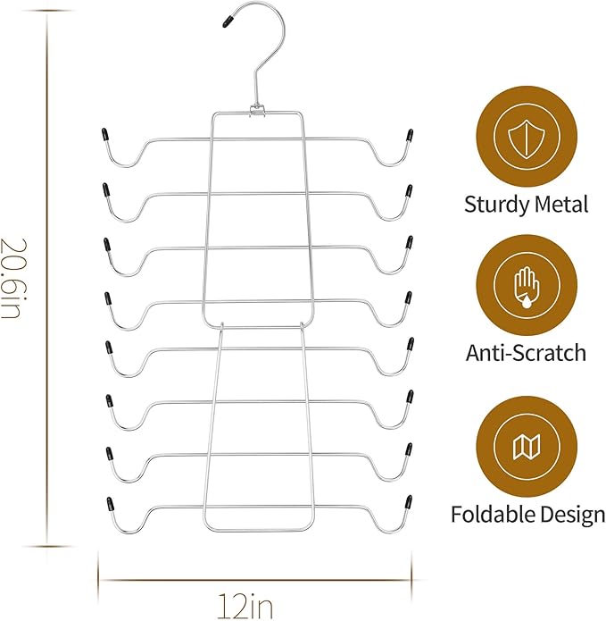 4 Pack Tank Top Hanger, Bra Organizer for Closet, Hanging Space Saving Sport Bra Lingerie Holder Closet Organizers and Storage, College Apartment Essentials, Silver