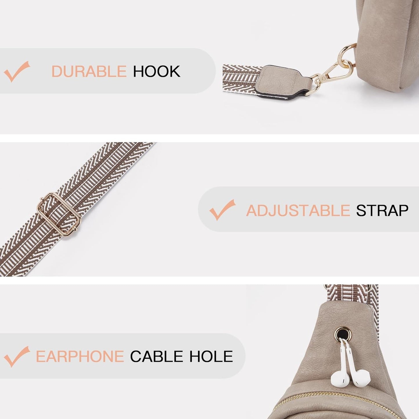 Telena Small Sling Bag for Women Leather Crossbody Fanny Packs Chest Bag for Women