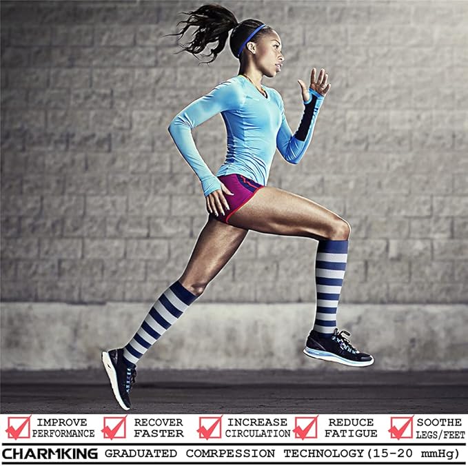 CHARMKING 6 Pairs-Compression Socks for Women & Men Circulation Best Support for Nurses, Running, Athletic,Flight Travel