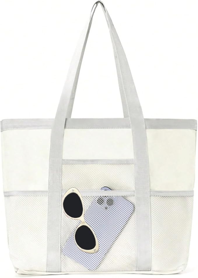Mesh tote bag, suitable for daily travel, shopping, weekend trips, beach bags, fitness bags