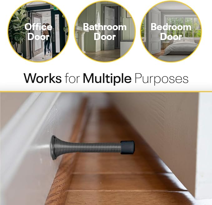 Door Stoppers for Wall – Spring Door Stopper – Black Door Stops – 3-1/4" – Black Door Stopper – Pack of 4 – Door Stoppers for Bottom of Door – Doorstop – Door Stops for Wall – Home, Offices, Schools