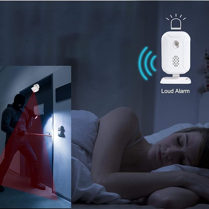GREENCYCLE Motion Sensor Alarm Receiver, Pair with Magnetic Door Alarm Sensor (ASIN: B07HQD6BH6) or Motion Receiver(ASIN: B07HQ8QYZ7 ),1 Receiver, Can't use Separately