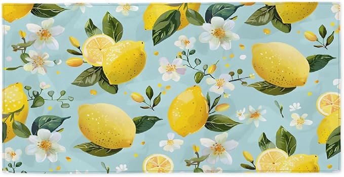 Lemon Summer Flowers Beach Towel, Large Microfiber Quick Dry Lightweight Pool Bath Towels Sand Free Beach Blanket for Summer Cruise Yoga Camping Travel Vacation Essentials 31 x 61 in