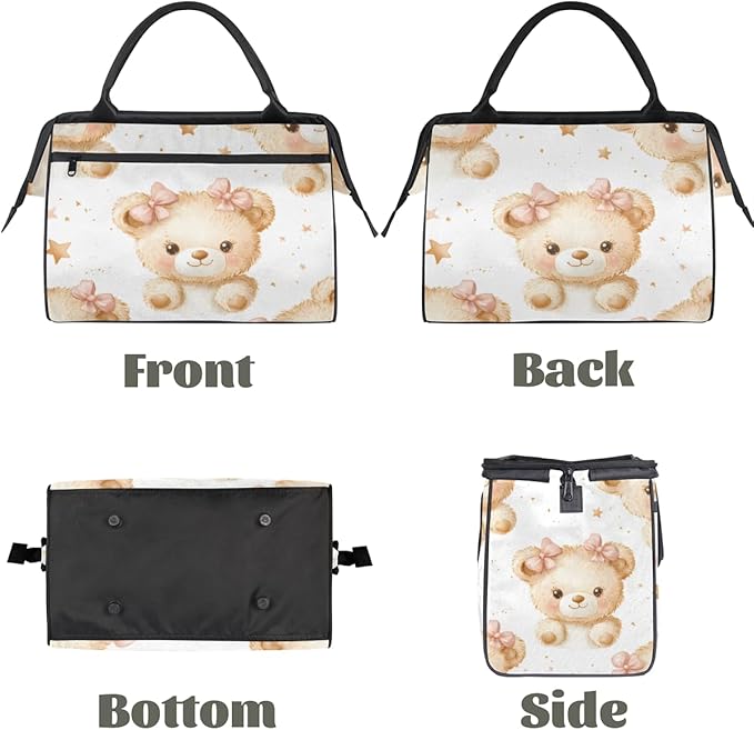 Cute Bear Overnight Weekender Bag for Women Men Travel Duffel Bags Waterproof Luggage Carry on Sports Yoga Gym Bag