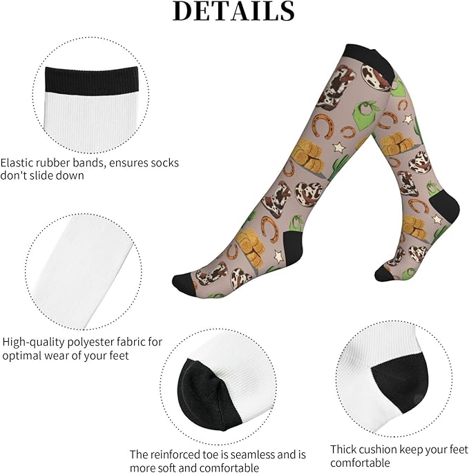 Compression Socks Knee High Circulation Support Socks For Women Men Athletic Running Work Hiking Cycling Travel