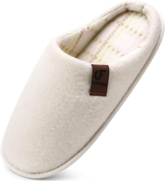 COFACE Unisex Mens Womens Cozy Memory Foam Scuff Slippers Casual Slip On Warm House Shoes Indoor/Outdoor Felt Sandal Slippers Size 4-15