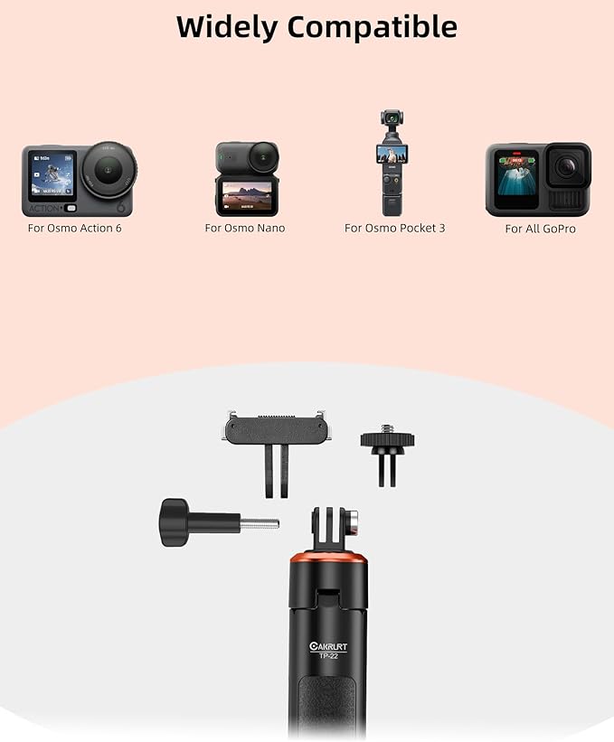 53.5" Osmo Action 6 Selfie Stick Tripod for DJI Action 6/Osmo Nano, 2-in-1 Extendable Handle w Magnetic Quick-Release Adapter, Extension Rod Kit/Travel Vlogging Stand/Accessory for Video Recording
