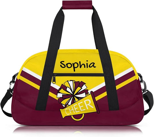 Personalized Gold Maroon Cheer Bag for Cheerleaders, Custom Sport Gym Bag Dance Bag Travel Duffle Bag Cheerleading Gifts for Women