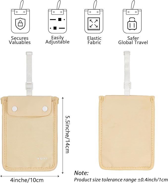 YOYI YOYI RFID Undercover Bra Wallet,Travel Pouch,Secret Pocket - Credit Cards & Money & Valuables with Adjustable,Elastic Strap Suitable for All Bra Sizes Large