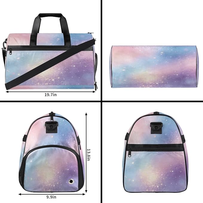 Colorful Sequin Pattern Sports Gym Bag with Wet Pocket & Shoes Compartment Waterproof Workout Duffel Bag for Women and Men Weekender Overnight Duffle Bag Travel Carry-on Tote