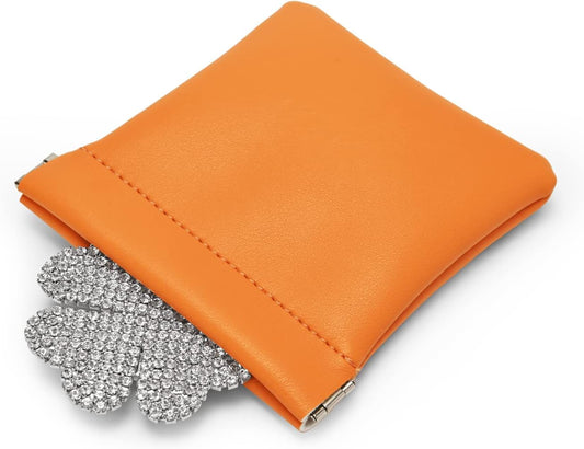 PU Leather Jewelry Travel Bag Leather Jewelry Pouch Christmas,Wedding Party Favor Gift Bag (L, Orange)