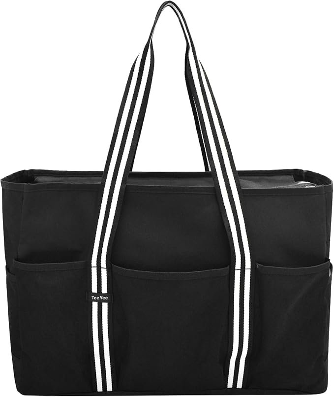 TeeYee 35L Large Beach Waterproof Tote Bag for Family Tote Bag with Zipper for Vacation Pool Bag Beach Accessories | Unisex Design, Oxford PVC fabric, Extra large shopper, Gym travel bag, Multi compartments