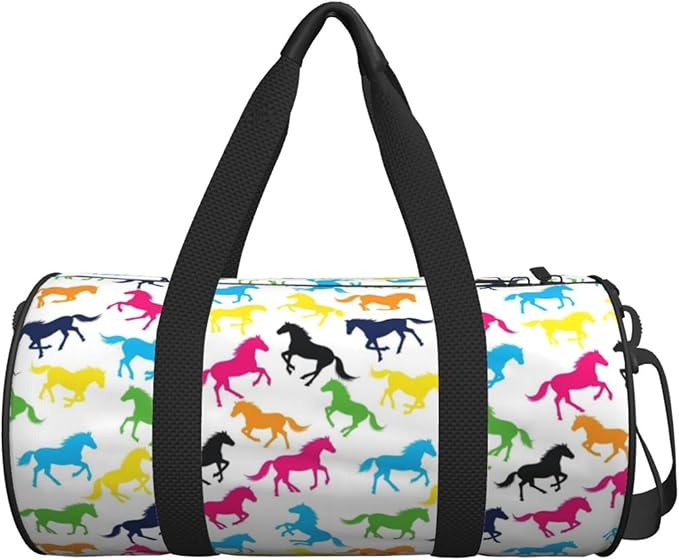 Gym Bag for Women & Men Colorful Horse, Lightweight Duffel Bag Carry On Bags Travel Bag Waterproof for Workout Sport Travel