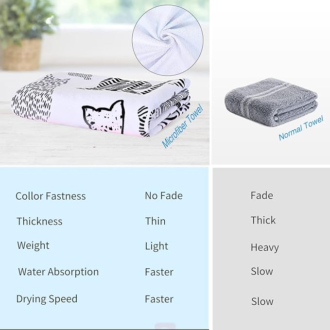 LIVILAN Cat Kitten Beach Towel, Soft Microfiber, 30”x60”, Quick Dry, Sand Proof, Perfect for Women, Anime Picnic, Bath, Pool, Yoga, Cute Hello Kitty Design, Ideal Gifts for Cat Lovers