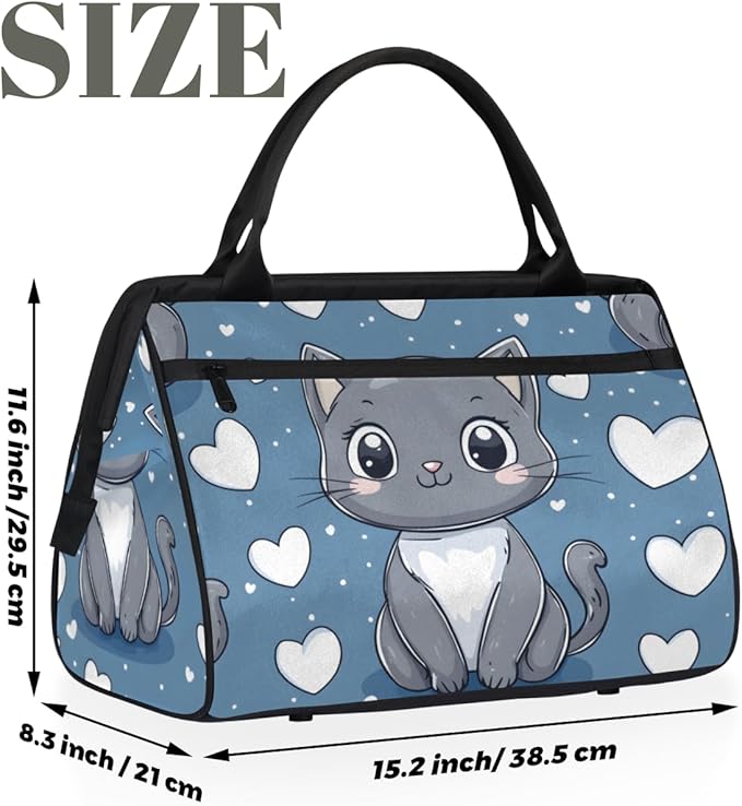 Cute Cat Design Overnight Weekender Bag for Women Men Travel Duffel Bags Waterproof Luggage Carry on Sports Yoga Gym Bag