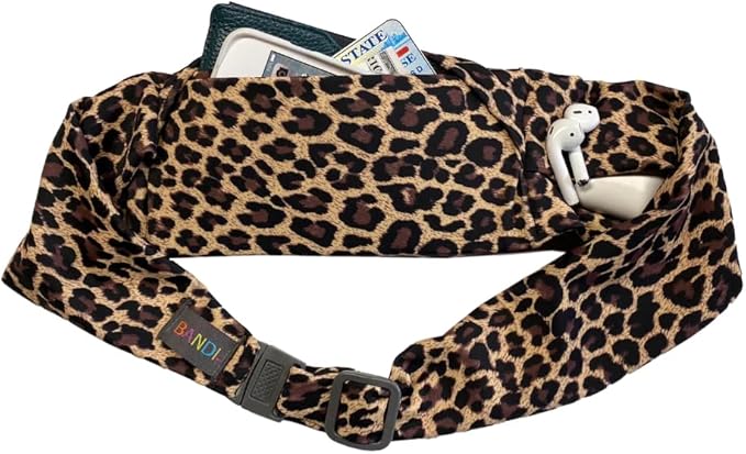 BANDI Plus Size Fanny Pack for Women – Travel-Ready Pocket Belt for Phone, Passport, Keys, Money, & Medical Devices (Leopard)
