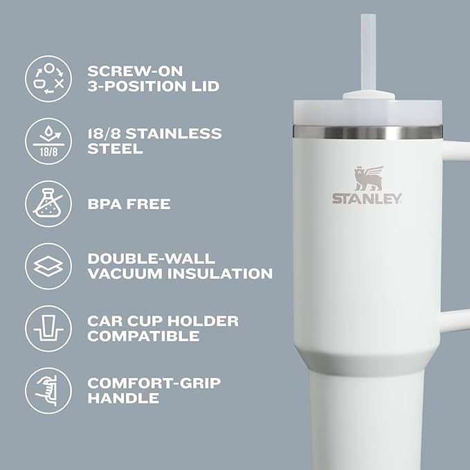 STANLEY Quencher H2.0 Tumbler with Handle and Straw 30 oz | Flowstate 3-Position Lid | Cup Holder Compatible for Travel | Insulated Stainless Steel Cup | BPA-Free | Twilight