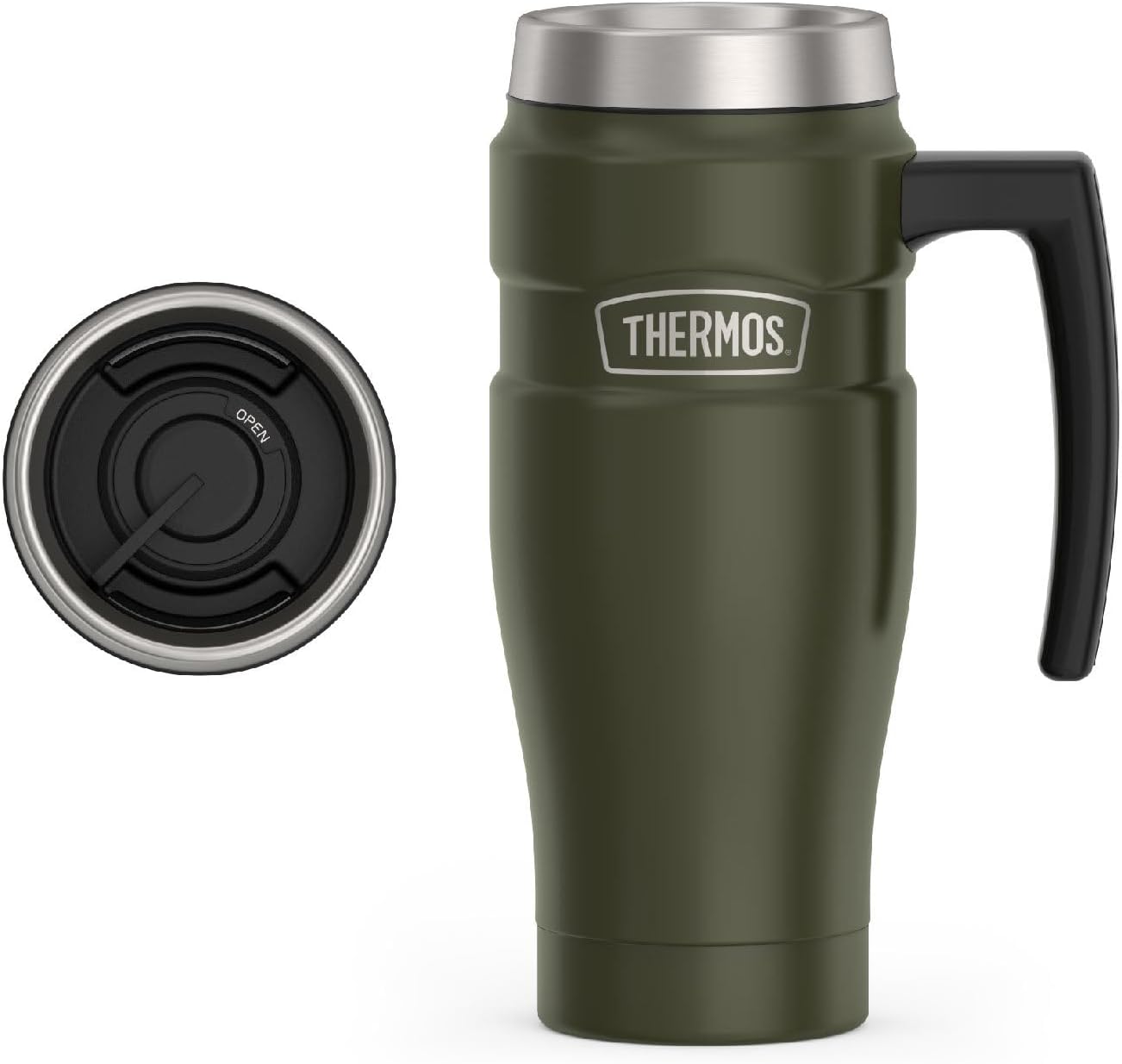THERMOS Stainless King Vacuum-Insulated Travel Mug, 16 Ounce, Army Green