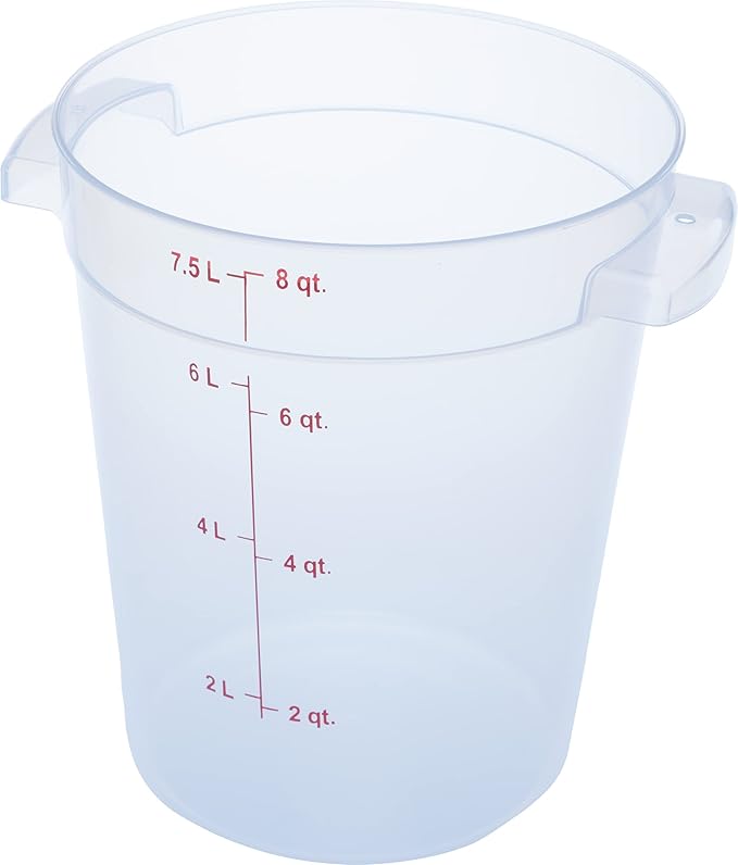 Carlisle FoodService Products Storplus Round Food Storage Container with Stackable Design for Catering, Buffets, Restaurants, Polypropylene (Pp), 8 Quart, Clear