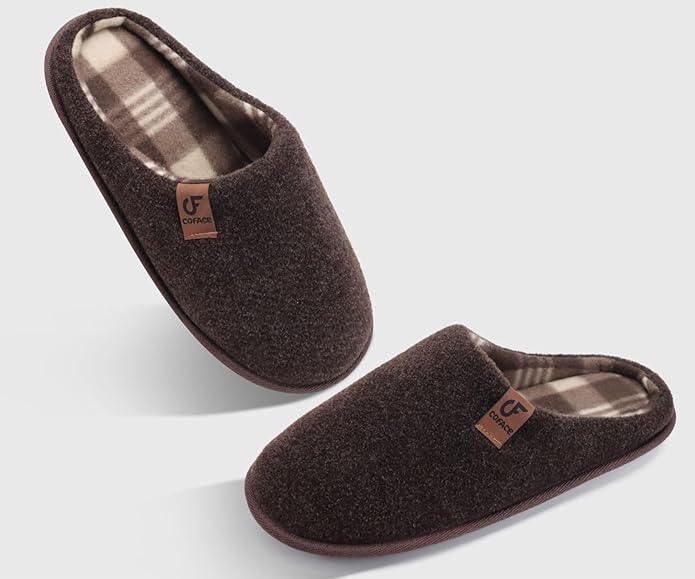 COFACE Unisex Mens Womens Cozy Memory Foam Scuff Slippers Casual Slip On Warm House Shoes Indoor/Outdoor Felt Sandal Slippers Size 4-15