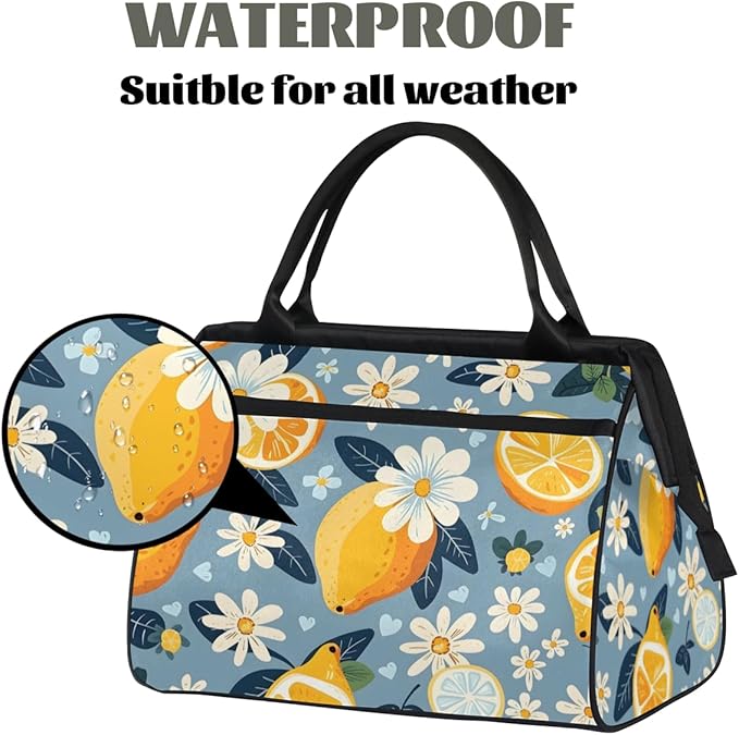 Lemon Overnight Weekender Bag for Women Men Travel Duffel Bags Waterproof Luggage Carry on Sports Yoga Gym Bag