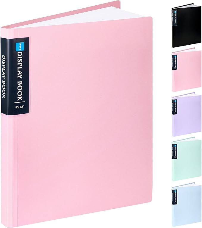 Sooez Art Portfolios 9"x12", 40 Pockets Large Portfolio Folder Display 80 Pages, Heavy Duty Art Portfolio Folder with Clear Sheet Protectors, Presentation Book for Artwork Document Organizer Binder
