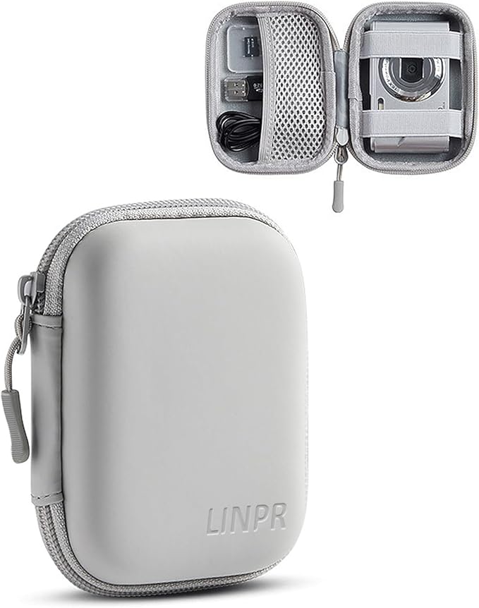 Digital Camera Case for CAMKORY, KODAK PIXPRO FZ45/FZ55, Canon IXUS 285 HS, Lecran, Small Travel Compact Camera Holder with Mesh Pocket for Accessories SD Card (Grey-PU)