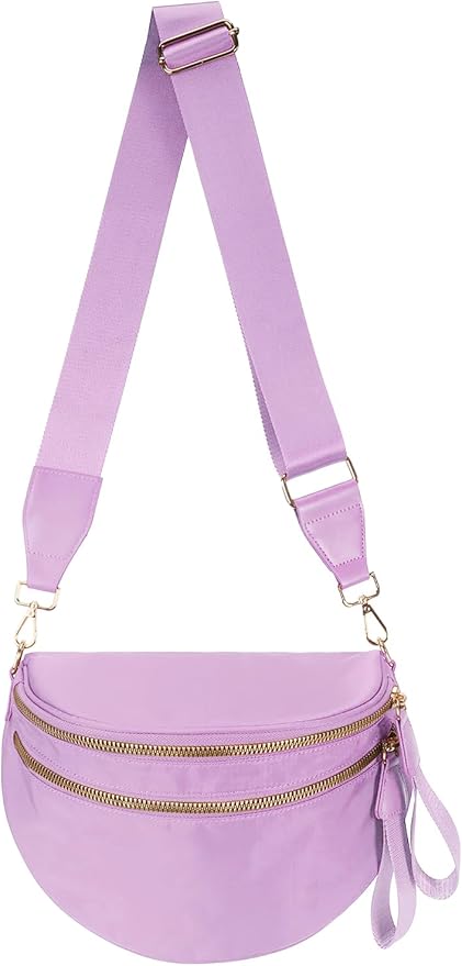 Pure Colour Crossbody Bag Bum Bag for Women,Spacious Purse Fanny Packs Belt Bag,Oversized Bum Bag (Colour Bum Bag-Light Purple)