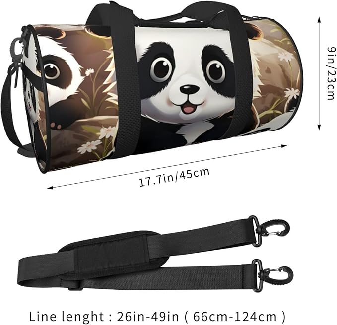 Travel Duffel Bag Lightweight Carry On Weekender Overnight Bags Cute Panda Animal Sports Tote Gym Backpack with Adjustable Strap Hospital Bags Foldable Luggage Bag for Women Men
