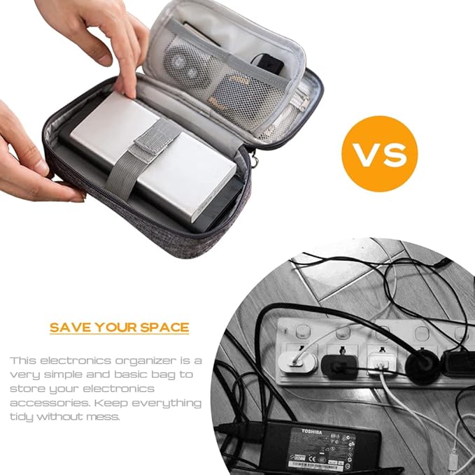 Electronic Organizer Bag Cable Organizer Travel Cord Organizer Case Pouch Portable Carrying Case for Charger Hard Drive Earphone USB SD Card (Red)