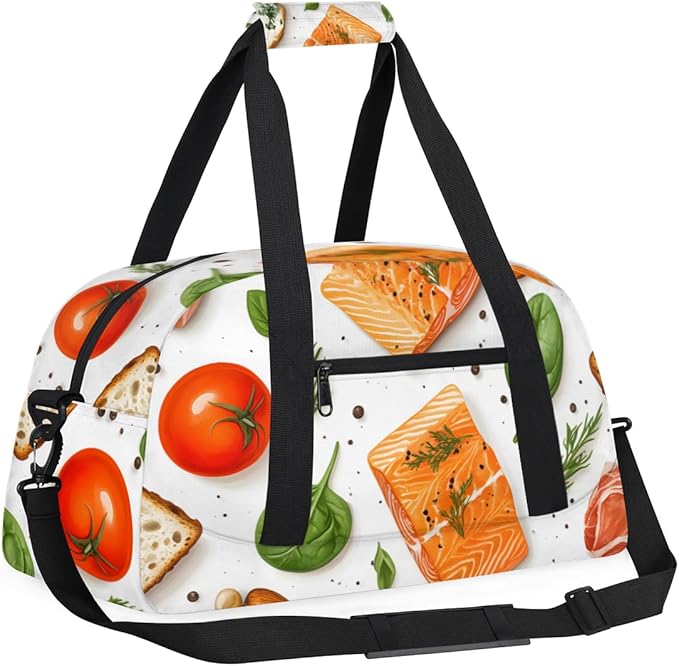Food - Salmon (1) Kids-Duffel-Bags Gymnastics Dance Bag Carry-On Overnight Travel Gym Lightweight Dance Sports Bags For Girls Boys Kids，