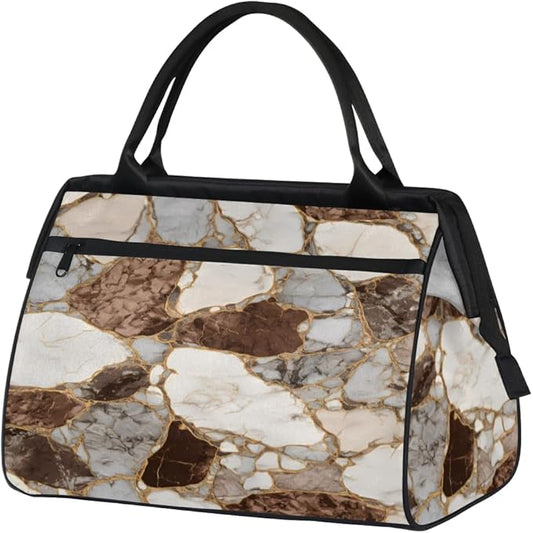 Marble Overnight Weekender Bag for Women Men Travel Duffel Bags Waterproof Luggage Carry on Sports Yoga Gym Bag