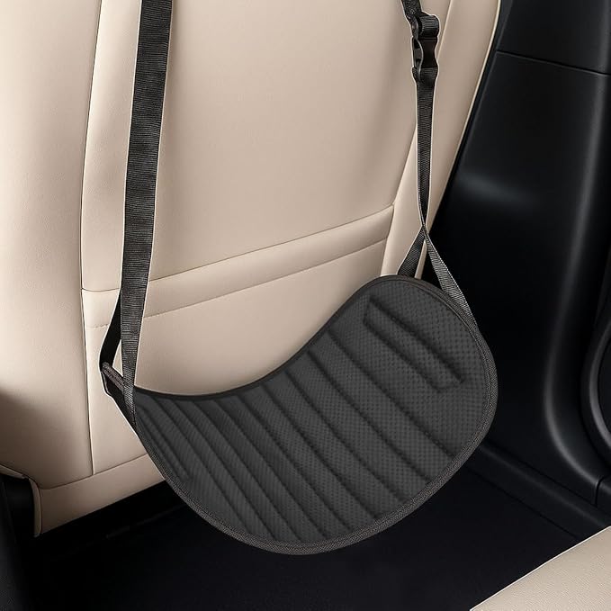 YoRise Car Seat Foot Rest for Adult, Auto Rear Seat Hanging Supportive Foot Hammock with Adjustable Strap, Portable Vehicle Footrest Pad for Air Travel, Office Use, and Car Trips (BL-Oxford)