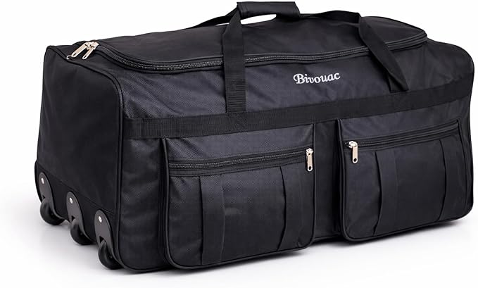 36-Inch XL Rolling Duffel Bag with Wheels - Ideal Travel Bag for Travel, Sports, Hockey, and Cargo Outdoor Hockey Bag - Convenient and Spacious Gym Bag (Black)