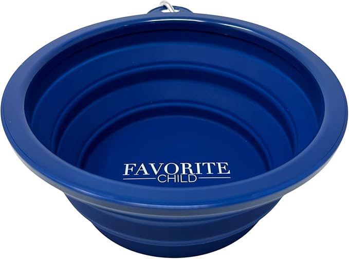 SparkDog Favorite Child Collapsible Dog Bowl, 1000ML (34oz) –XL Food-Grade Silicone Travel Bowl with Sturdy Rim – Extra Large Portable for Dogs & Cats – Great for Pet Lovers (Navy)