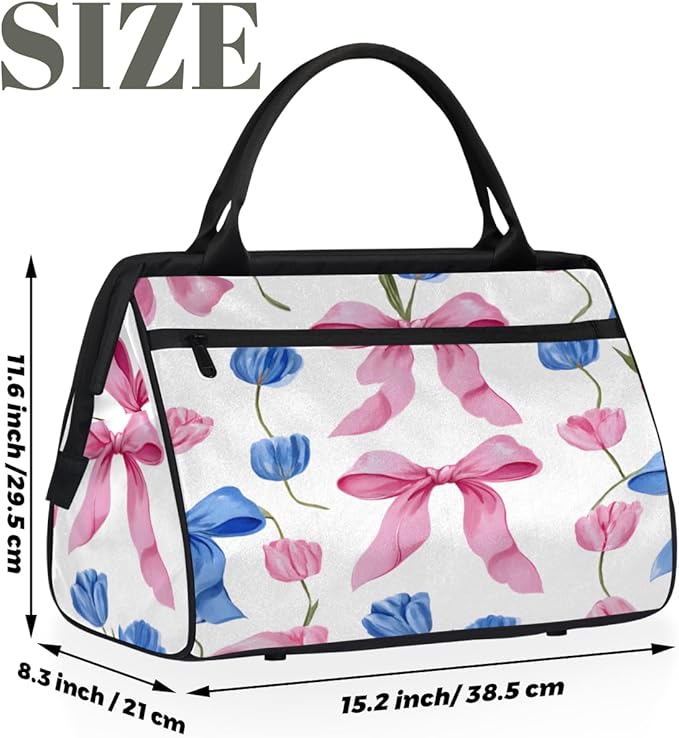 Bow Tie Flowers Overnight Weekender Bag for Women Men Travel Duffel Bags Waterproof Luggage Carry on Sports Yoga Gym Bag