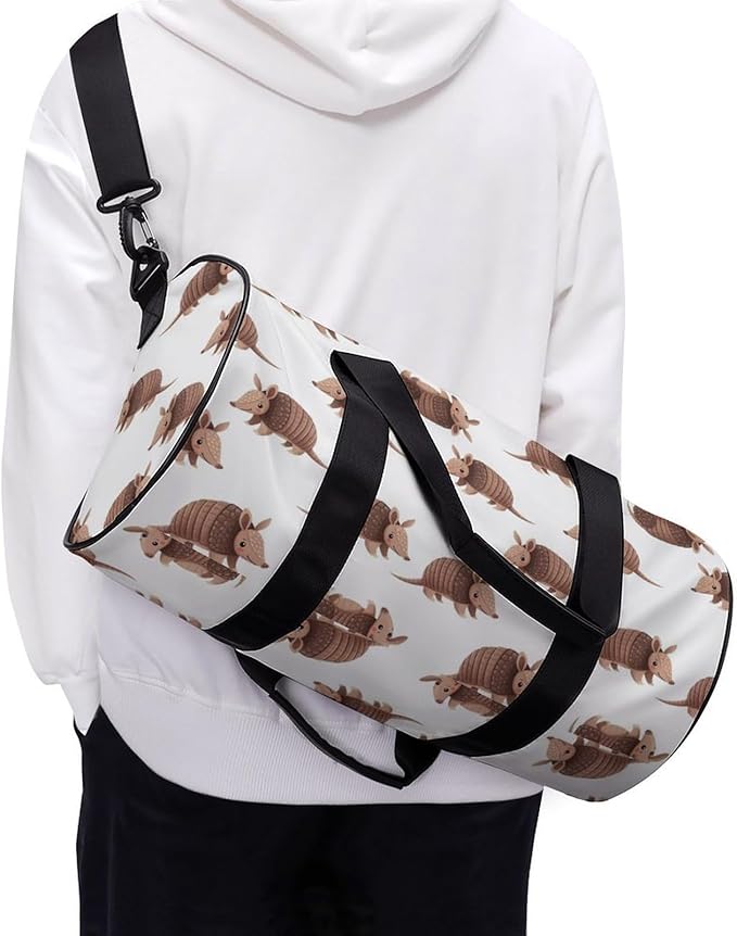 Foldable Gym Travel Bag Basketball Football Weekender Bag Carry on Beach Yoga Overnight Luggage Bags (Armadillo)
