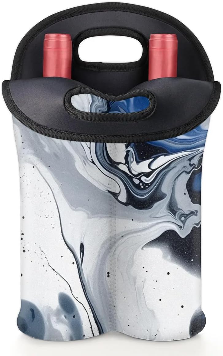 Wine Carrier Tote Personalized Bag for 2 Bottles - Neoprene Wine Bottle Holder with Carry Handle, Wine Protective Bag Insulated Bag Beer Cans Water Bottle Holder for Travel Picnic,Style2