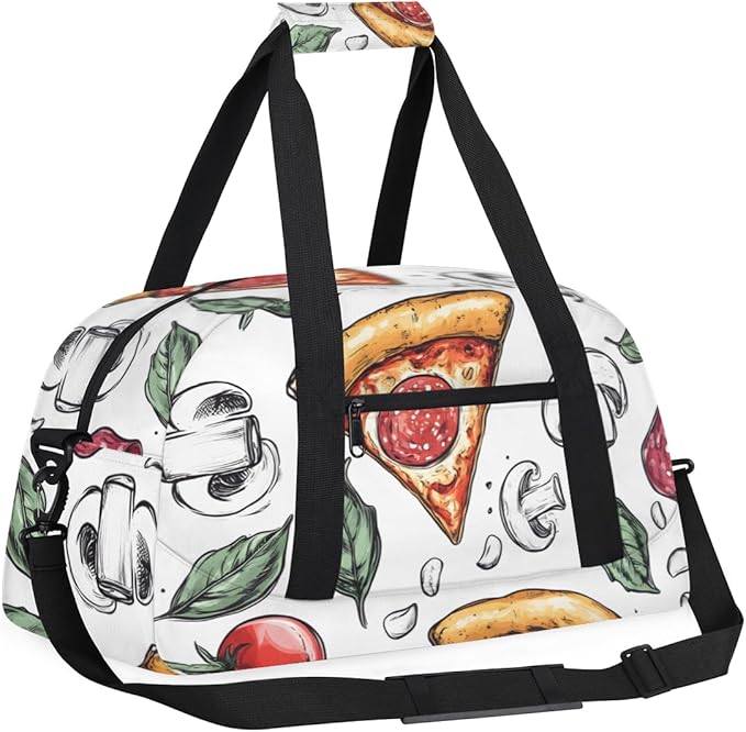 Fresh Sausage Pizza Kids-Duffel-Bags Gymnastics Dance Bag Carry-On Overnight Travel Gym Lightweight Dance Sports Bags For Girls Boys Kids，
