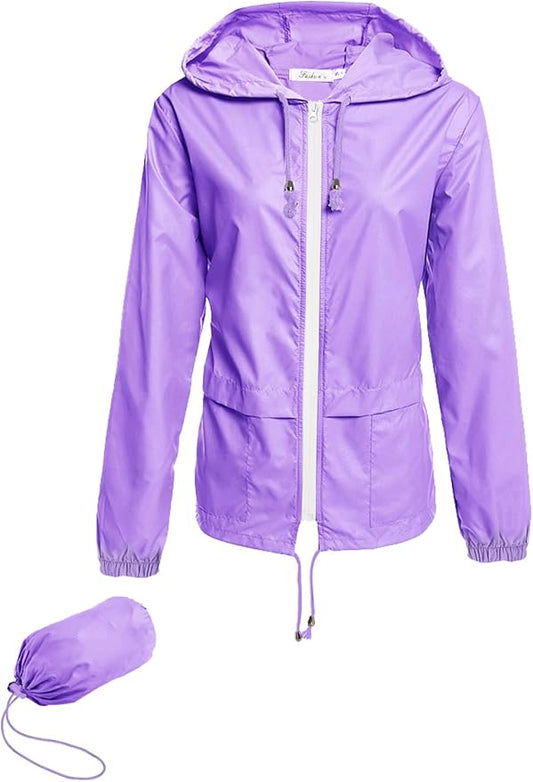 Hount Women's Lightweight Hooded Raincoat Waterproof Packable Active Outdoor Rain Jacket (S-3XL)